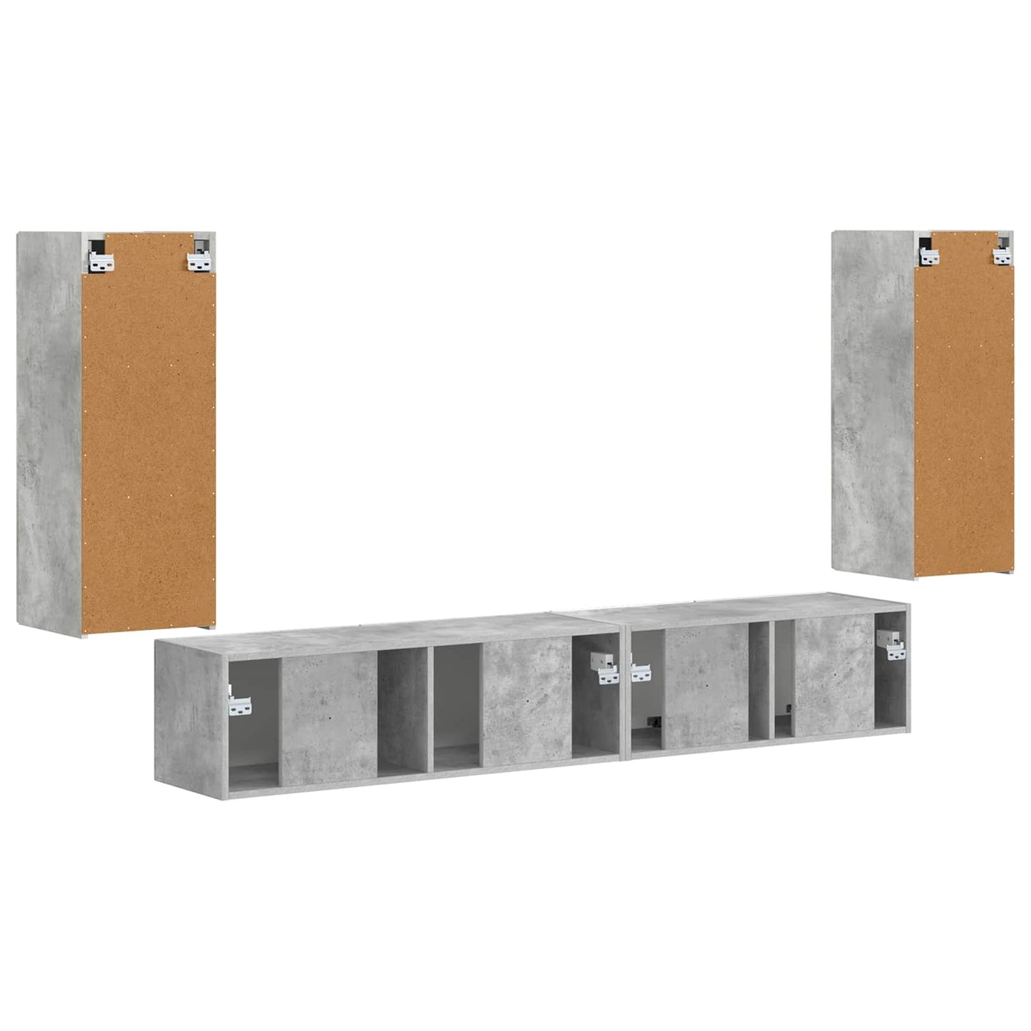 vidaXL TV-Schrankset 4 pcs Beton Grau Holzwerkstoff