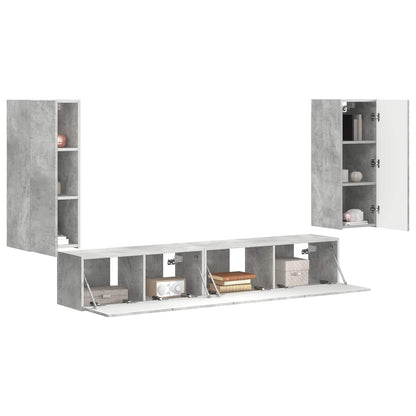 vidaXL TV-Schrankset 4 pcs Beton Grau Holzwerkstoff