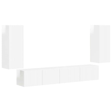 vidaXL TV-Schrankset 4 pcs Hochglanz Weiß Holzwerkstoff