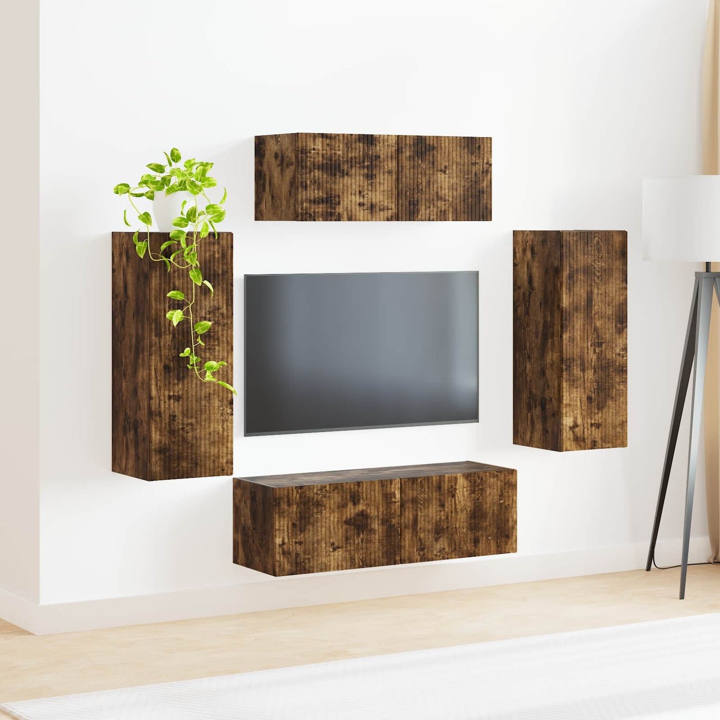 vidaXL TV-Schrankset 4 pcs Geräucherte Eiche Holzwerkstoff