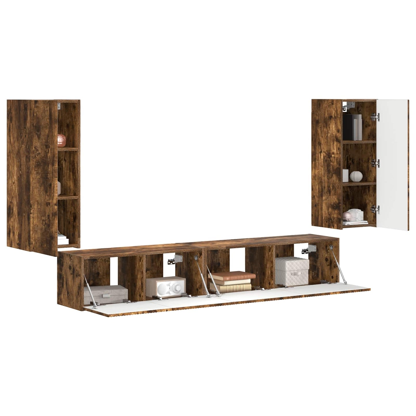 vidaXL TV-Schrankset 4 pcs Geräucherte Eiche Holzwerkstoff