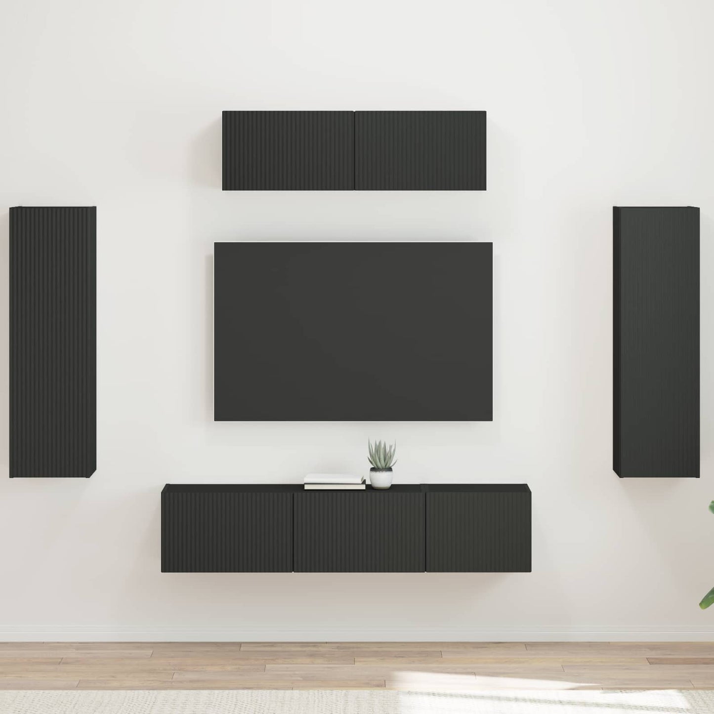 vidaXL TV-Schränk 5 pcs Schwarz