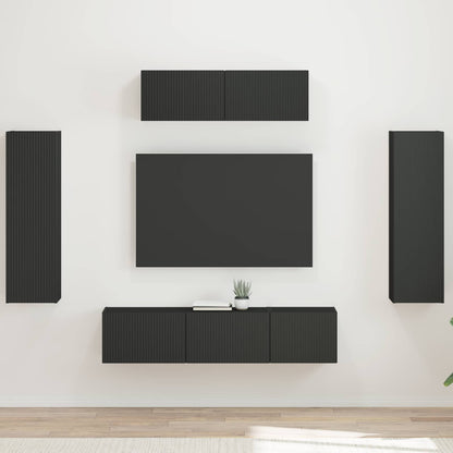 vidaXL TV-Schränk 5 pcs Schwarz