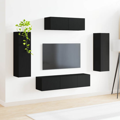 vidaXL TV-Schränk 5 pcs Schwarz