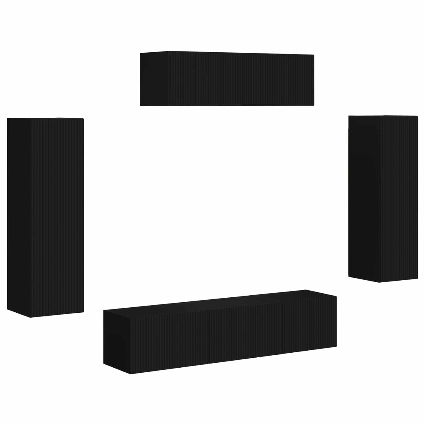 vidaXL TV-Schränk 5 pcs Schwarz