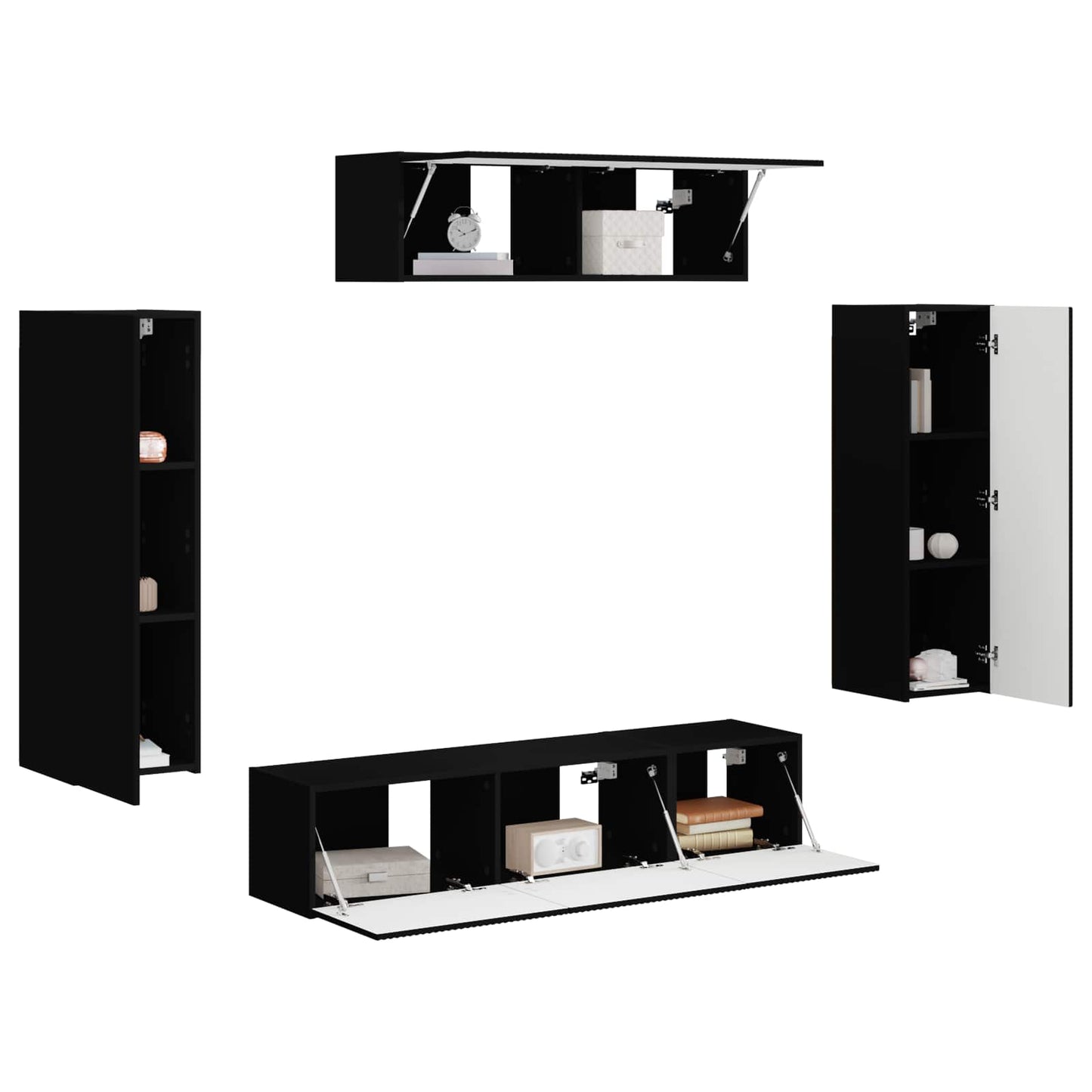 vidaXL TV-Schränk 5 pcs Schwarz