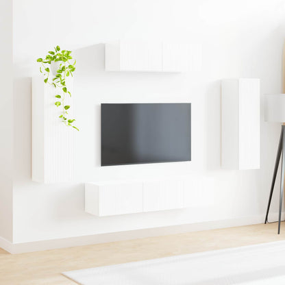 vidaXL TV-Schränk 5 pcs Hochglanz Weiß