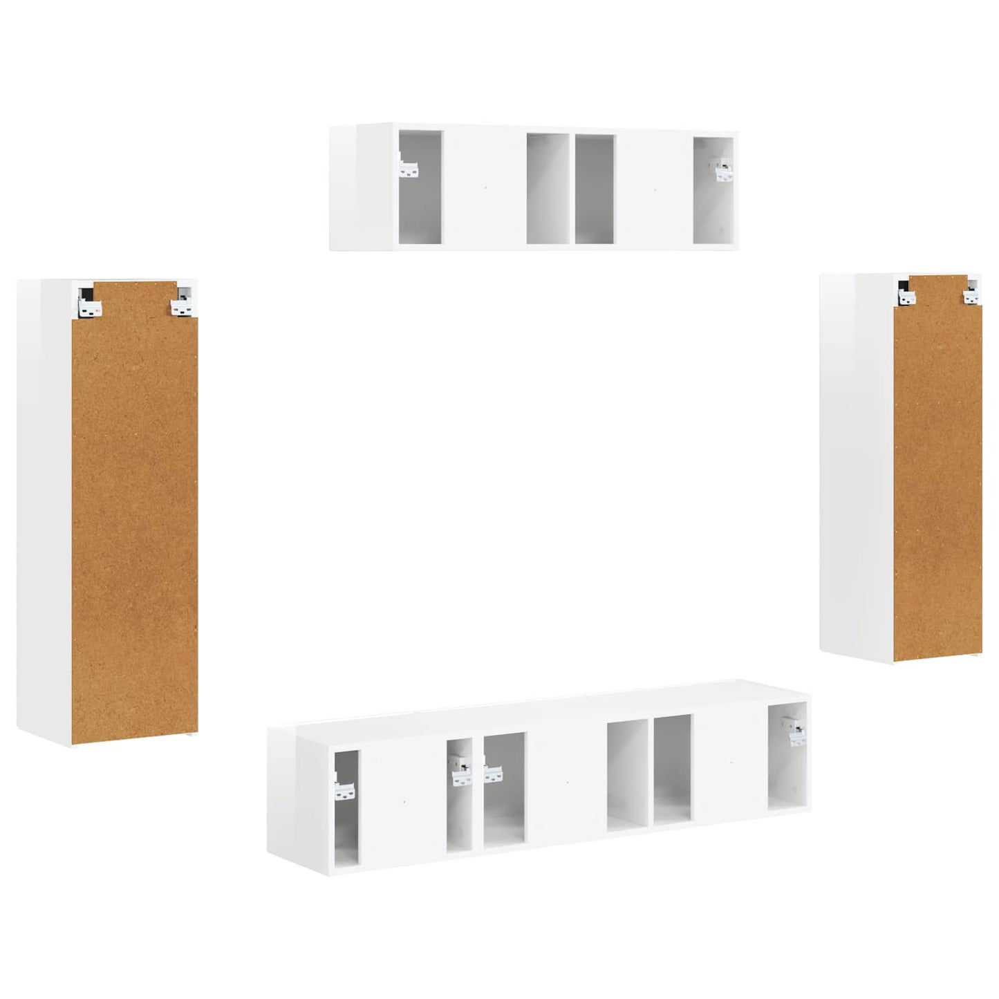 vidaXL TV-Schränk 5 pcs Hochglanz Weiß