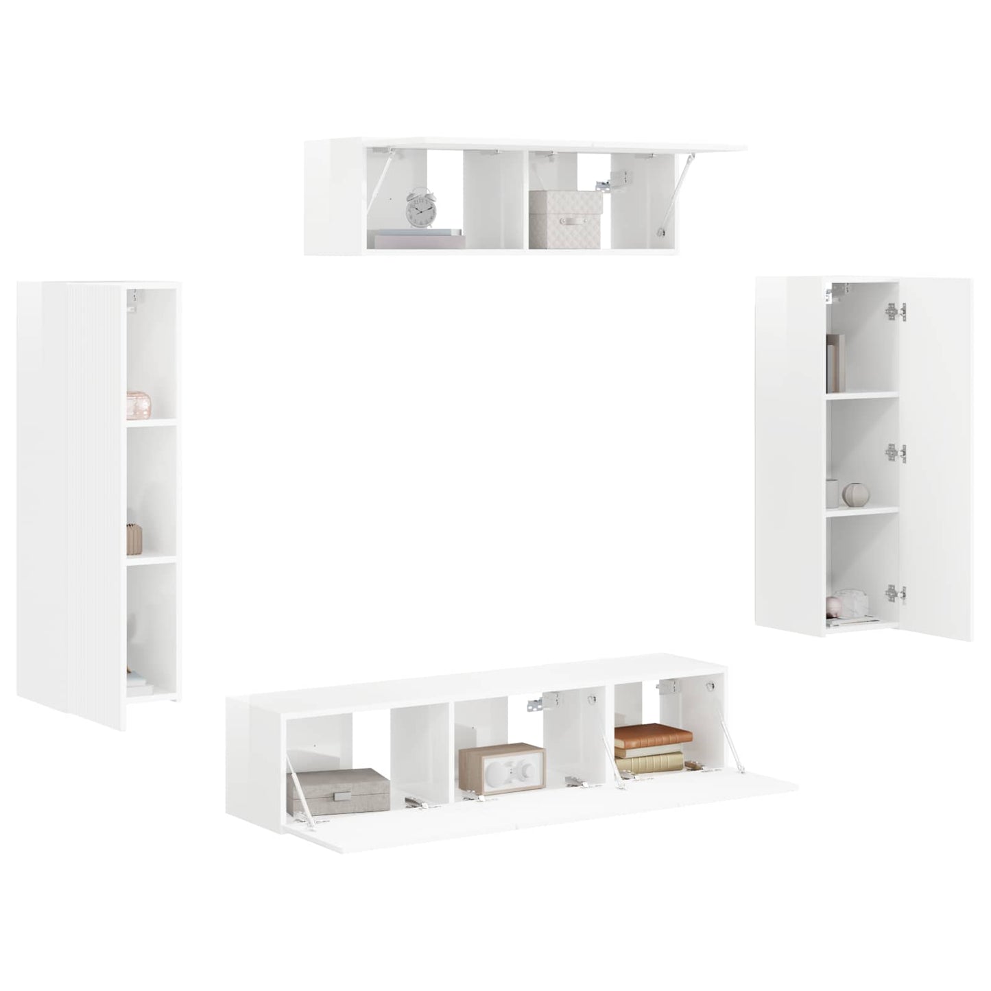 vidaXL TV-Schränk 5 pcs Hochglanz Weiß