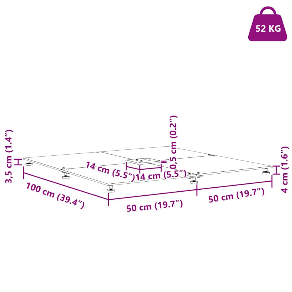 Sonnenschirmständer Dunkelgrau 100 x 100 x 4 cm Stahl