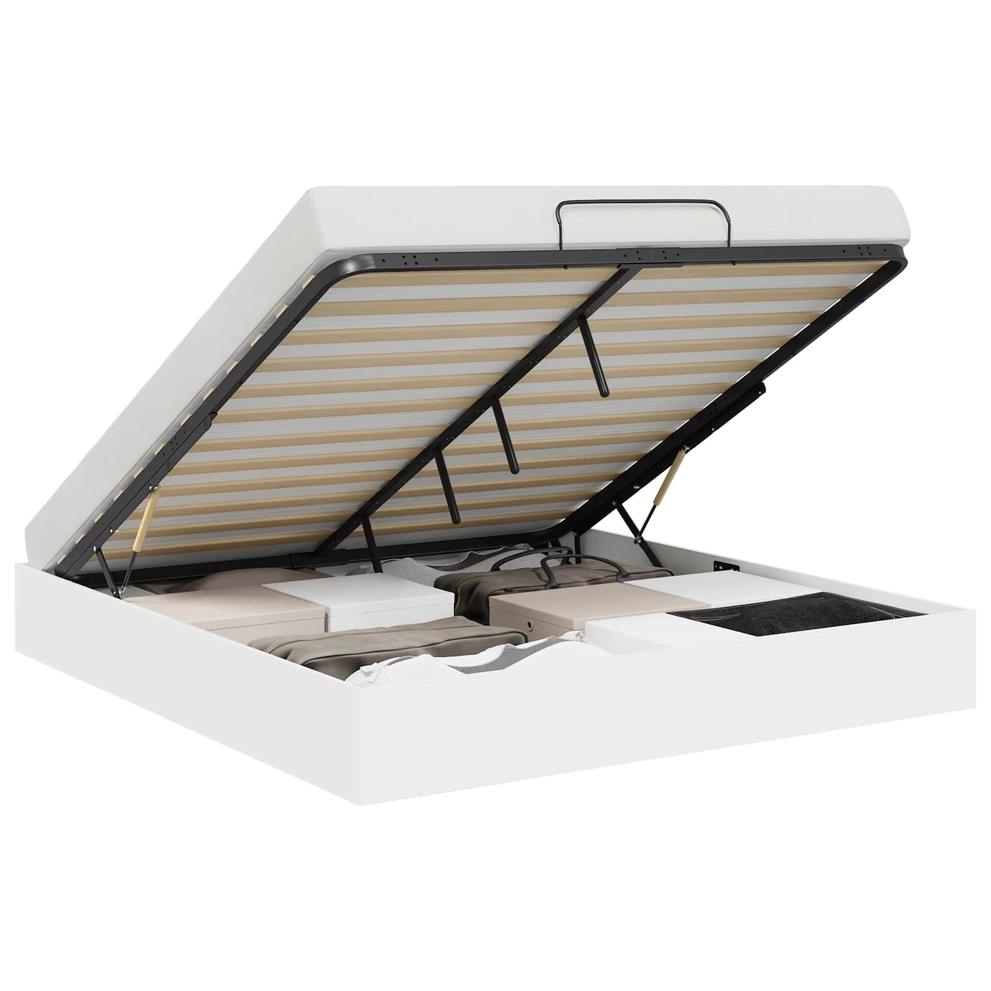 Ottoman Bettgestell Weiß 203 x 180 x 25 cm Holzwerkstoff