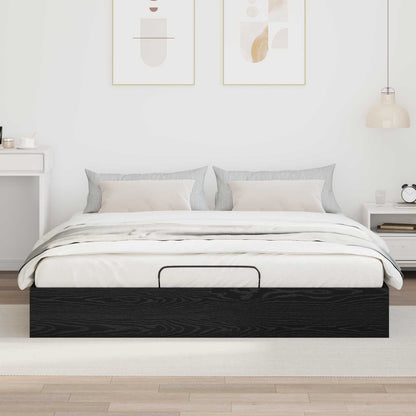 vidaXL Ottoman Bettgestell Schwarz Eichen-Optik 193 x 120 x 25 cm