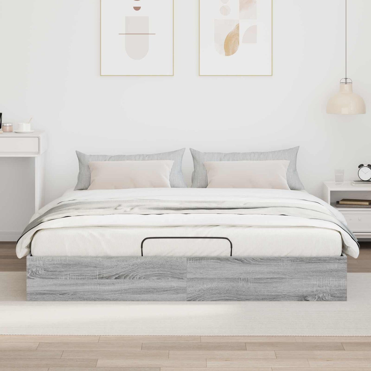 vidaXL Ottoman Bettgestell Graues Sonoma 193 x 120 x 25 cm Spanplatte