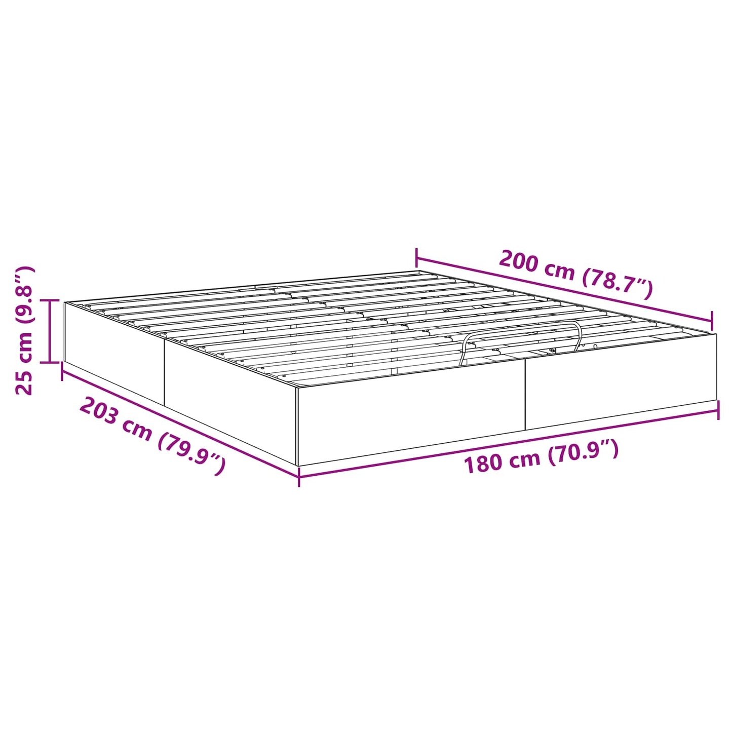 vidaXL Ottoman Bettgestell Graues Sonoma 193 x 120 x 25 cm Spanplatte