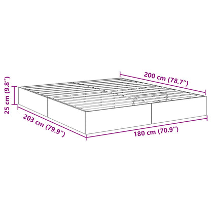 Ottoman Bettgestell Altholz 203 x 180 x 25 cm Holzwerkstoff