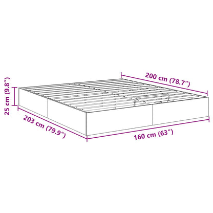 vidaXL Ottoman Bettgestell Schwarz Eichen-Optik 193 x 120 x 25 cm