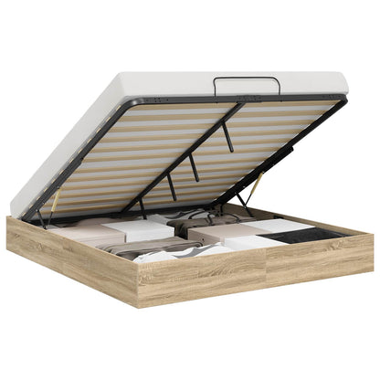Ottoman Bettgestell mit Speicher Sonoma-Eiche 203 x 160 x 25 cm