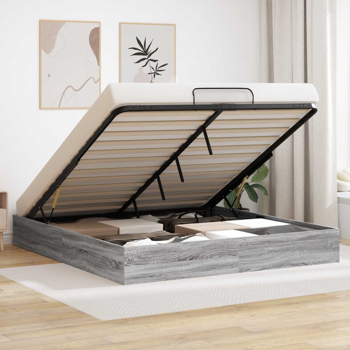 Ottoman Bettgestell Graues Sonoma 203 x 160 x 25 cm