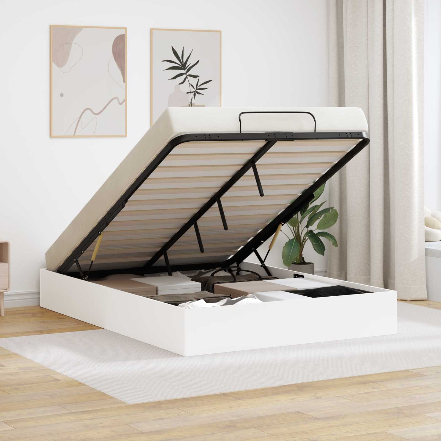 Ottoman Bettgestell Weiß 203 x 150 x 25 cm Holzwerkstoff