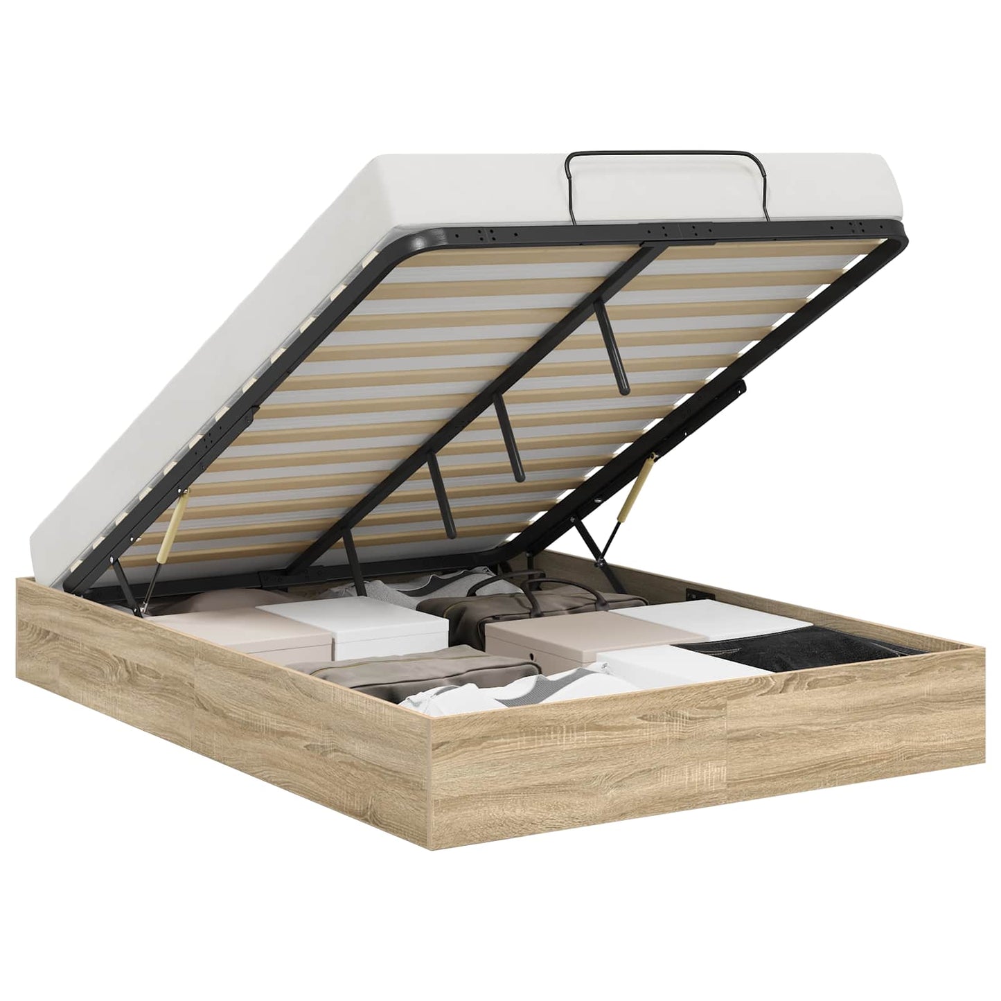 Ottoman Bettgestell mit Speicher Sonoma-Eiche 203 x 150 x 25 cm