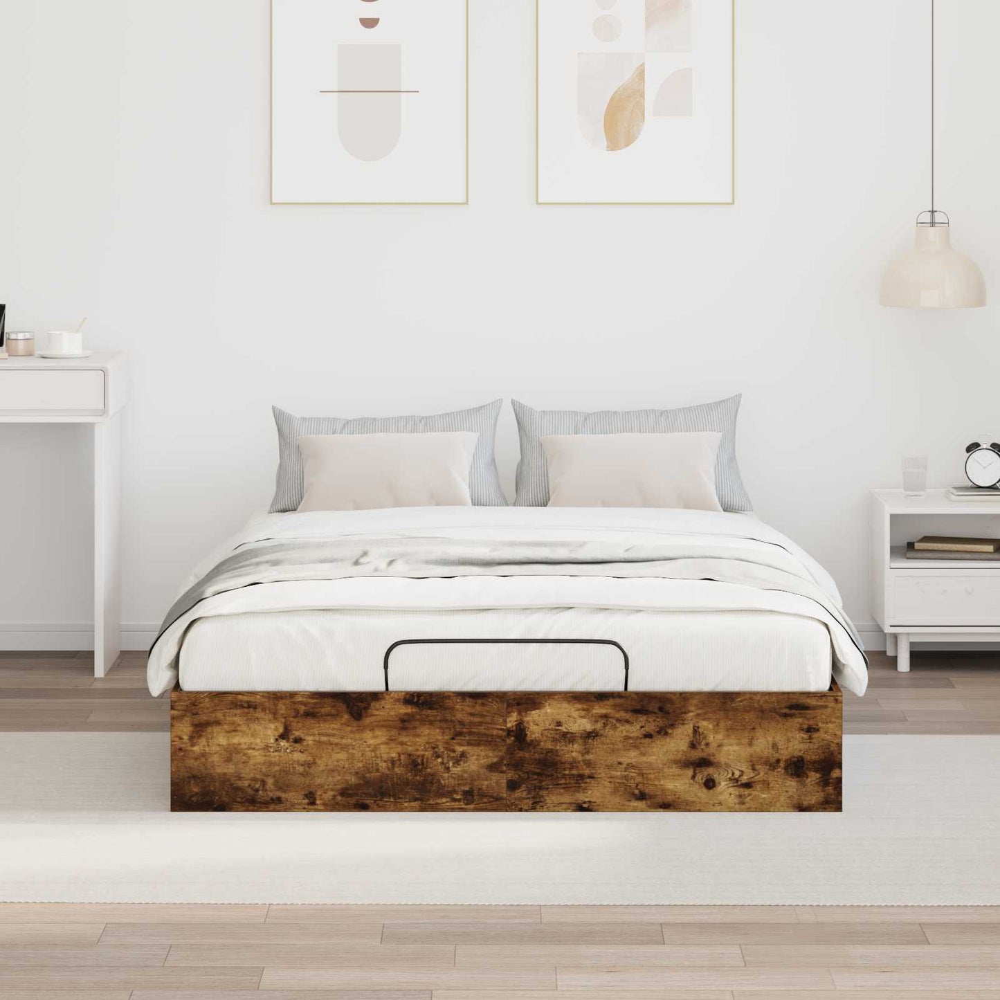 vidaXL Ottoman Bettgestell Geräucherte Eiche 193 x 120 x 25 cm