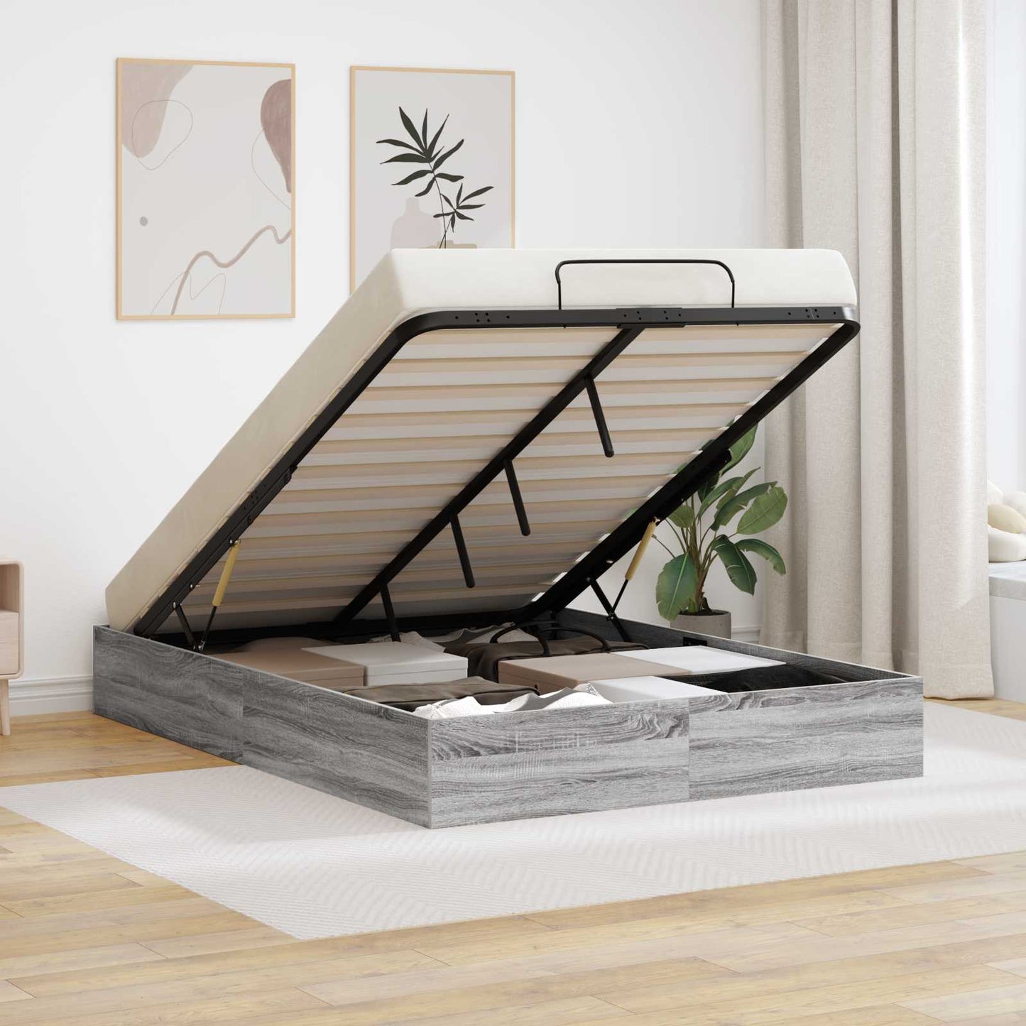 Ottoman Bettgestell Graues Sonoma 203 x 140 x 25 cm