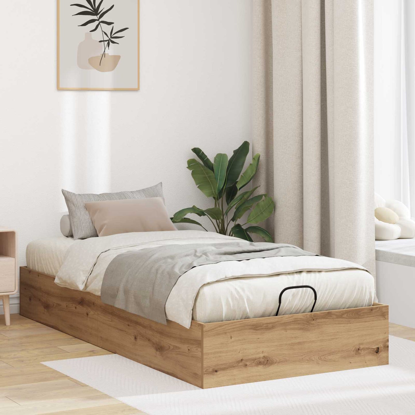 vidaXL Ottoman Bettgestell Artisan-Eiche 90 x 200 cm Holzwerkstoff