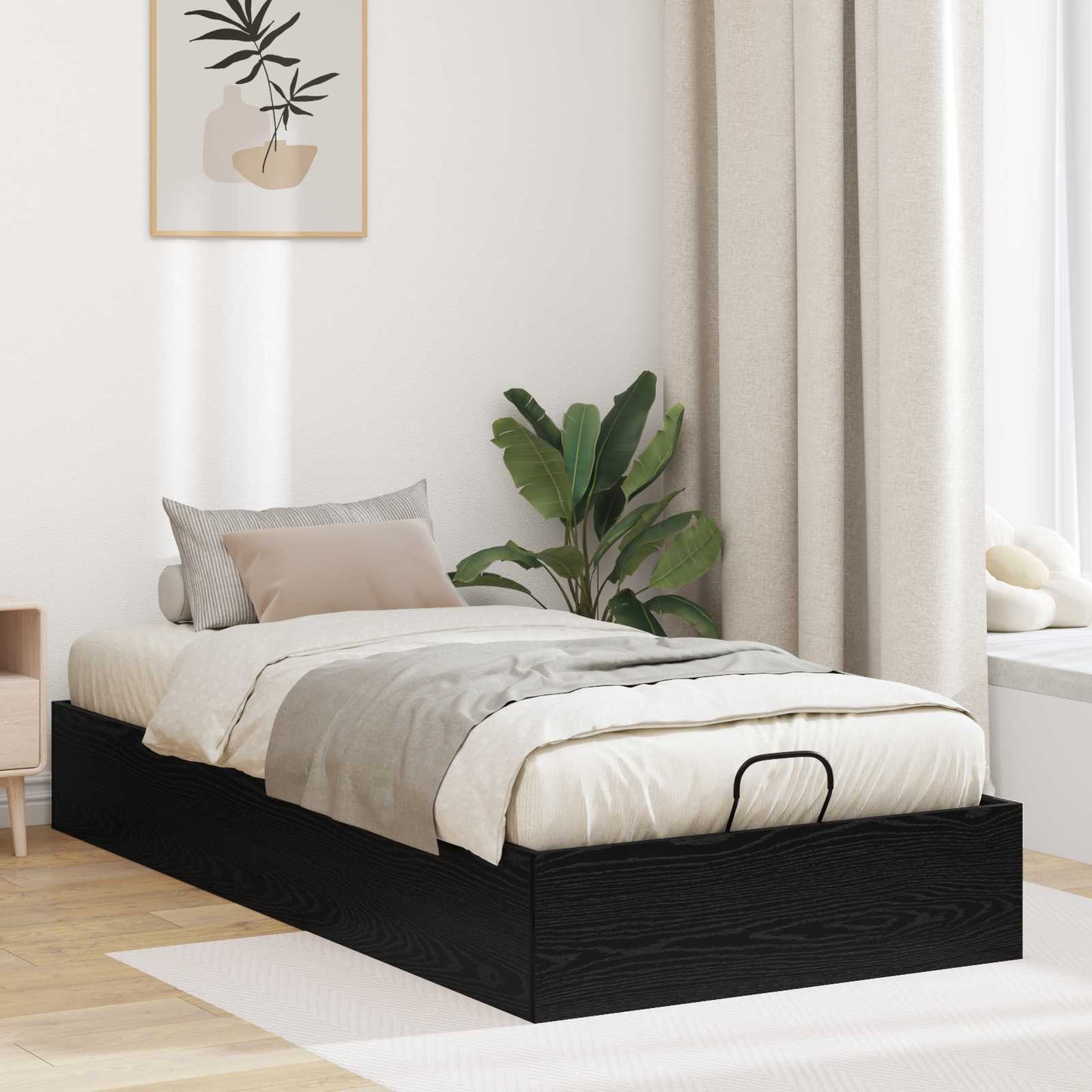 vidaXL Ottoman Bettgestell Schwarz Eichen-Optik 80,5 x 200 cm