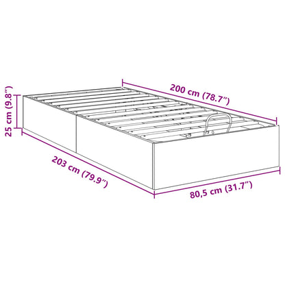 vidaXL Ottoman Bettgestell Schwarz Eichen-Optik 80,5 x 200 cm