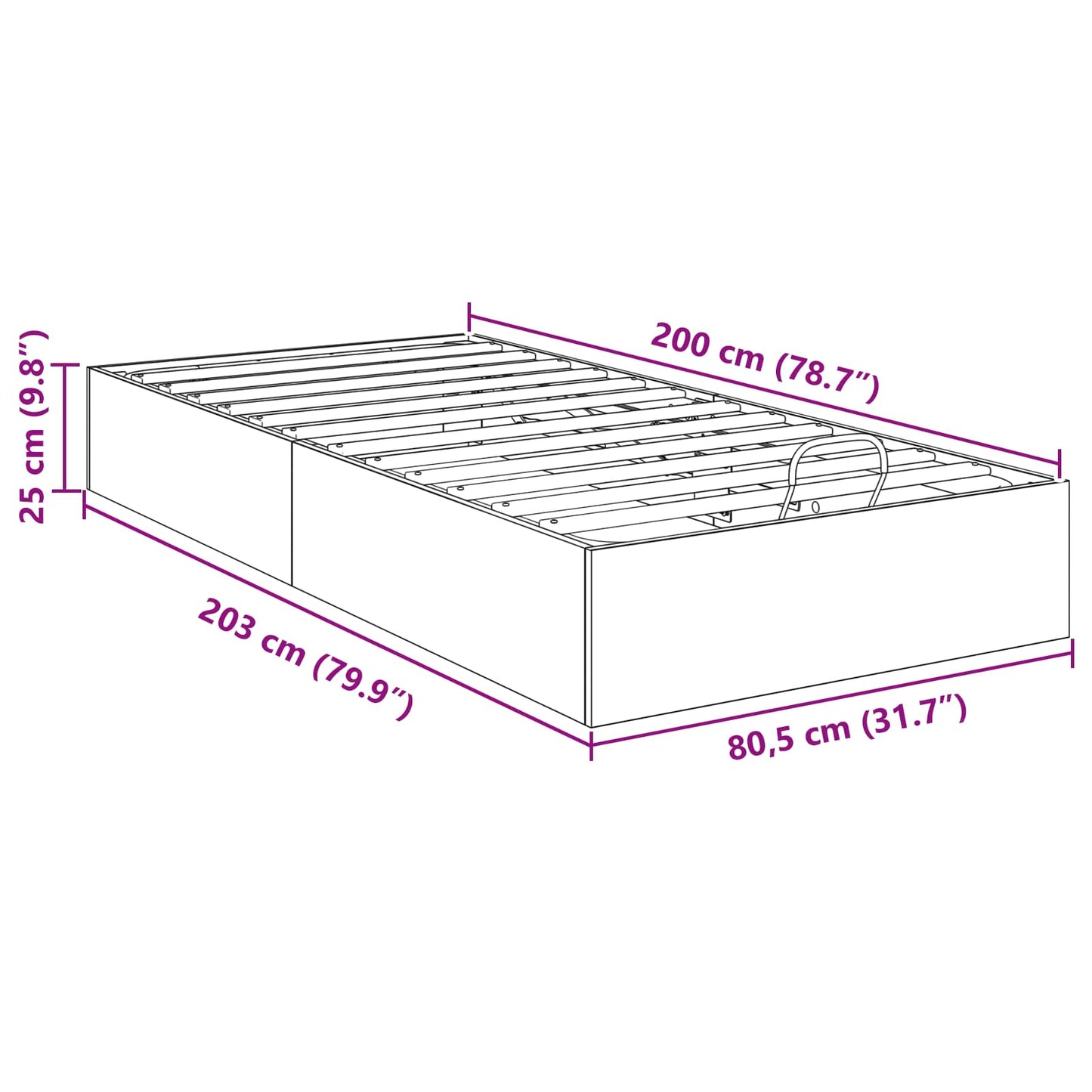 vidaXL Ottoman Bettgestell Geräucherte Eiche 80,5 x 200 cm