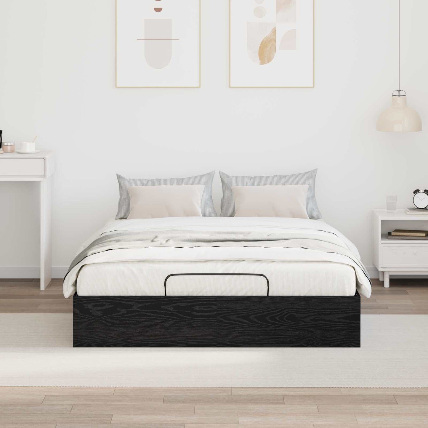 vidaXL Cadre de lit ottoman noir aspect chêne 193 x 120 x 25 cm