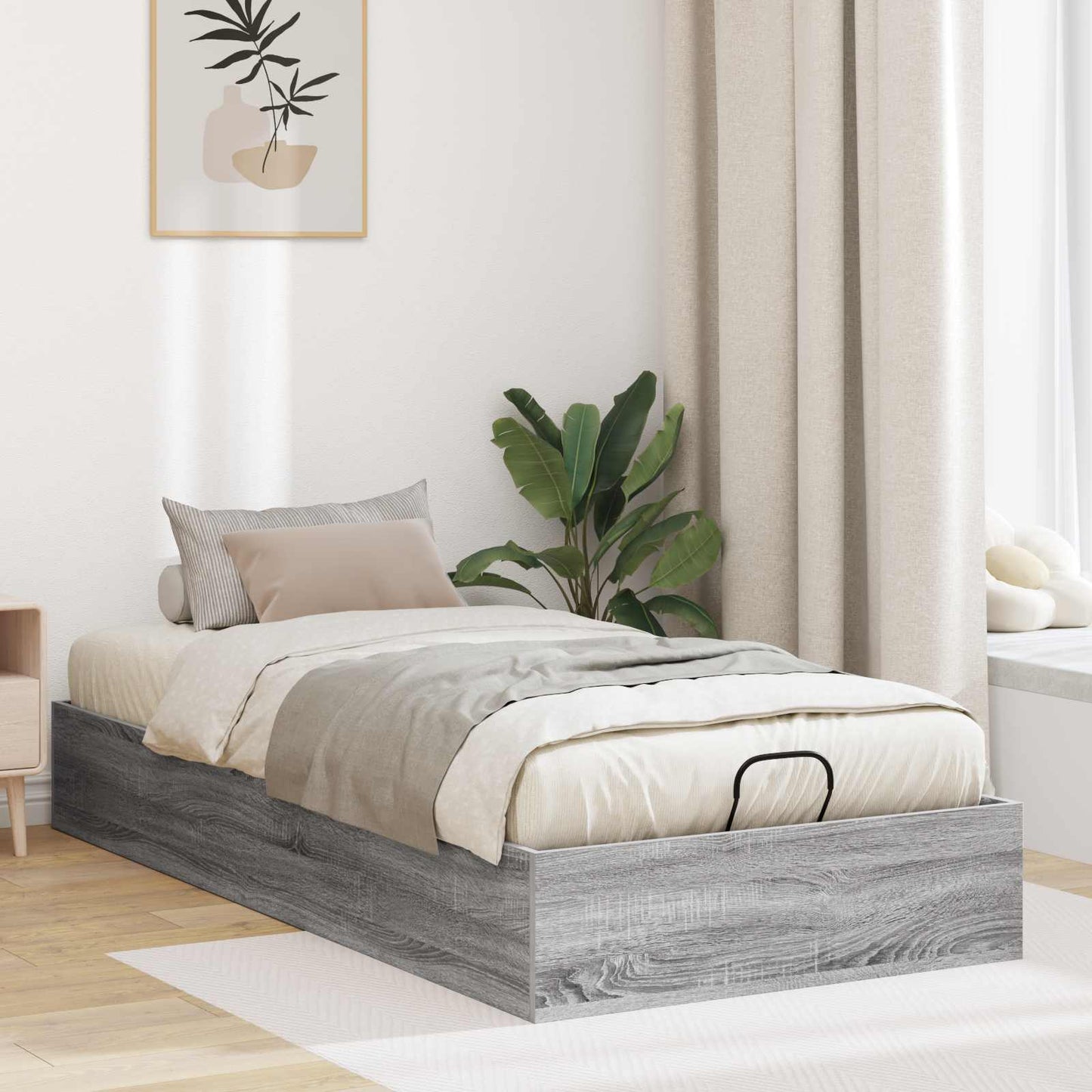 vidaXL Ottoman Bettgestell Graues Sonoma 193 x 120 x 25 cm Spanplatte