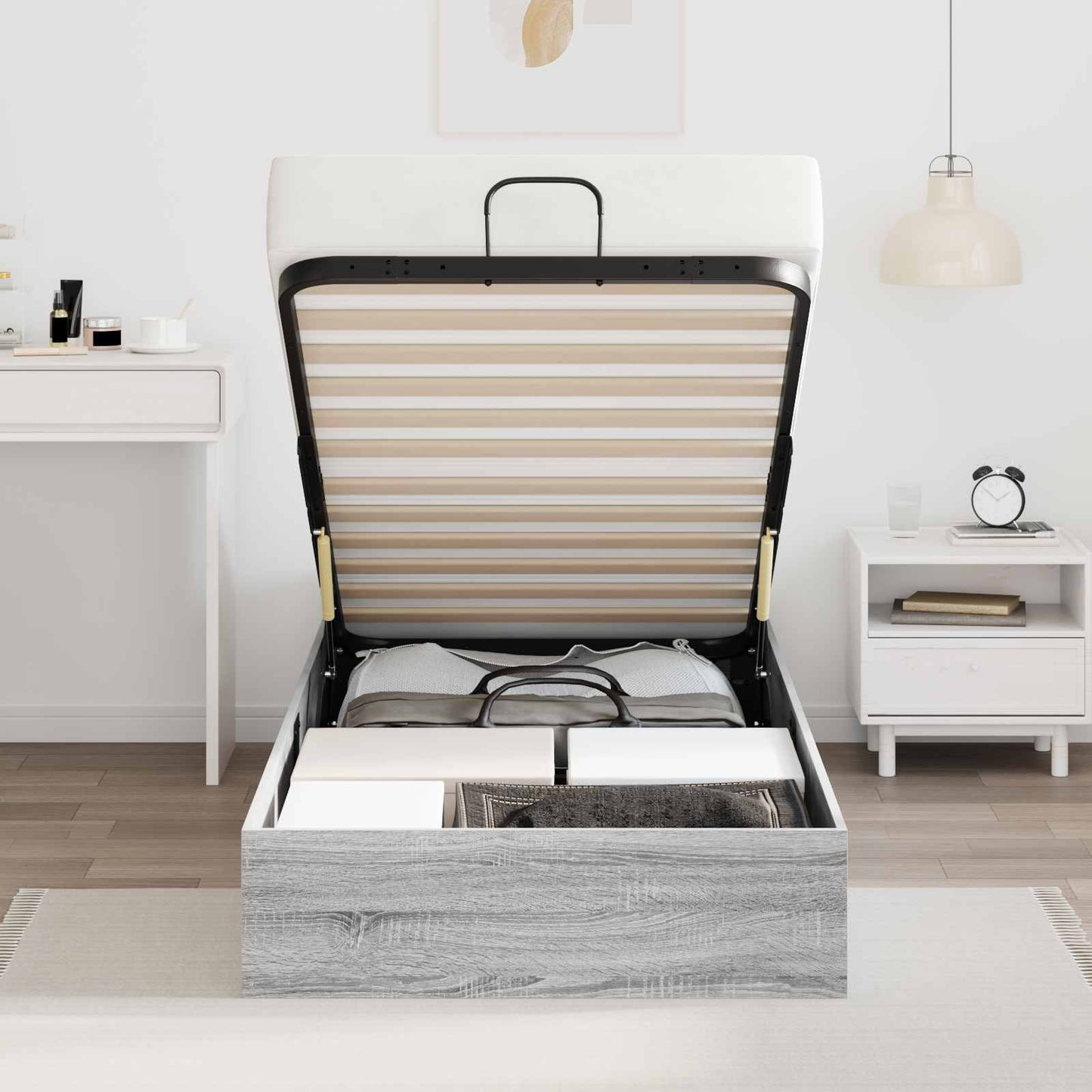 vidaXL Ottoman Bettgestell Graues Sonoma 193 x 120 x 25 cm Spanplatte