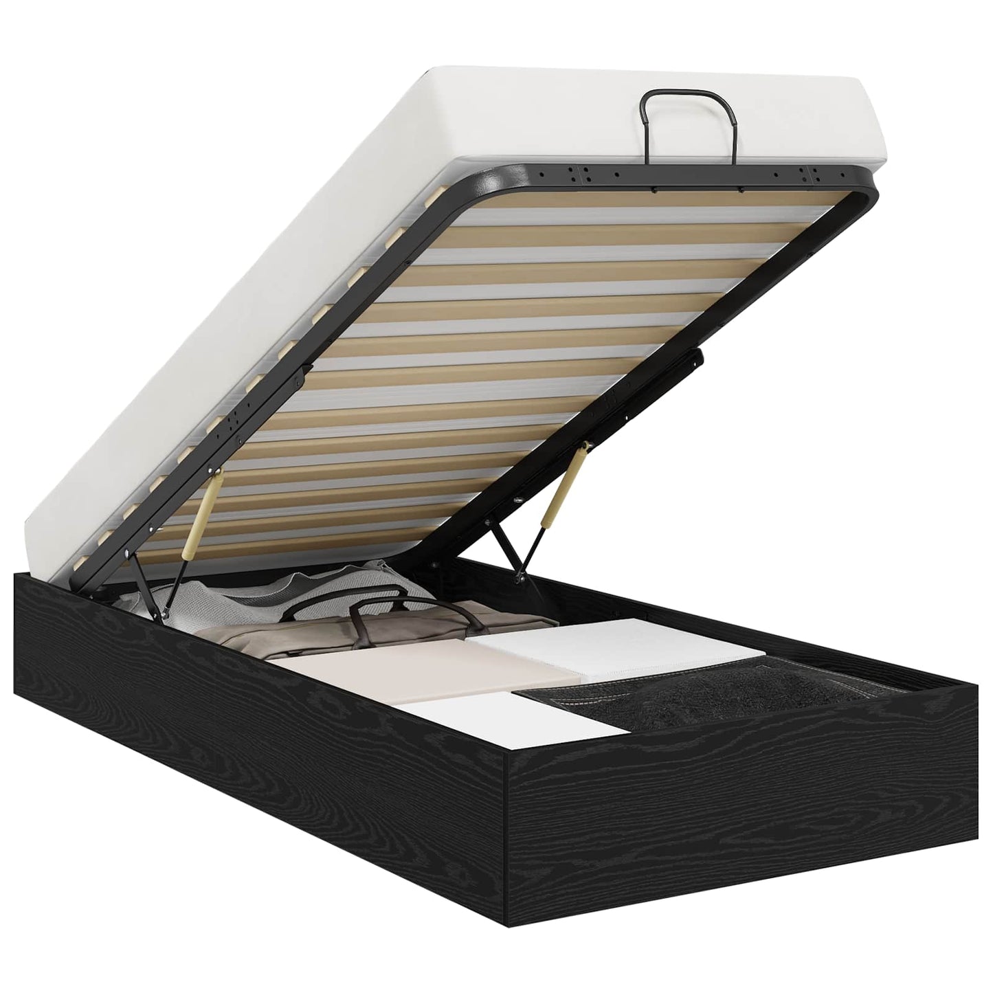 Ottoman Bettgestell Schwarze Eiche 75,5 x 190 cm Holzwerkstoff