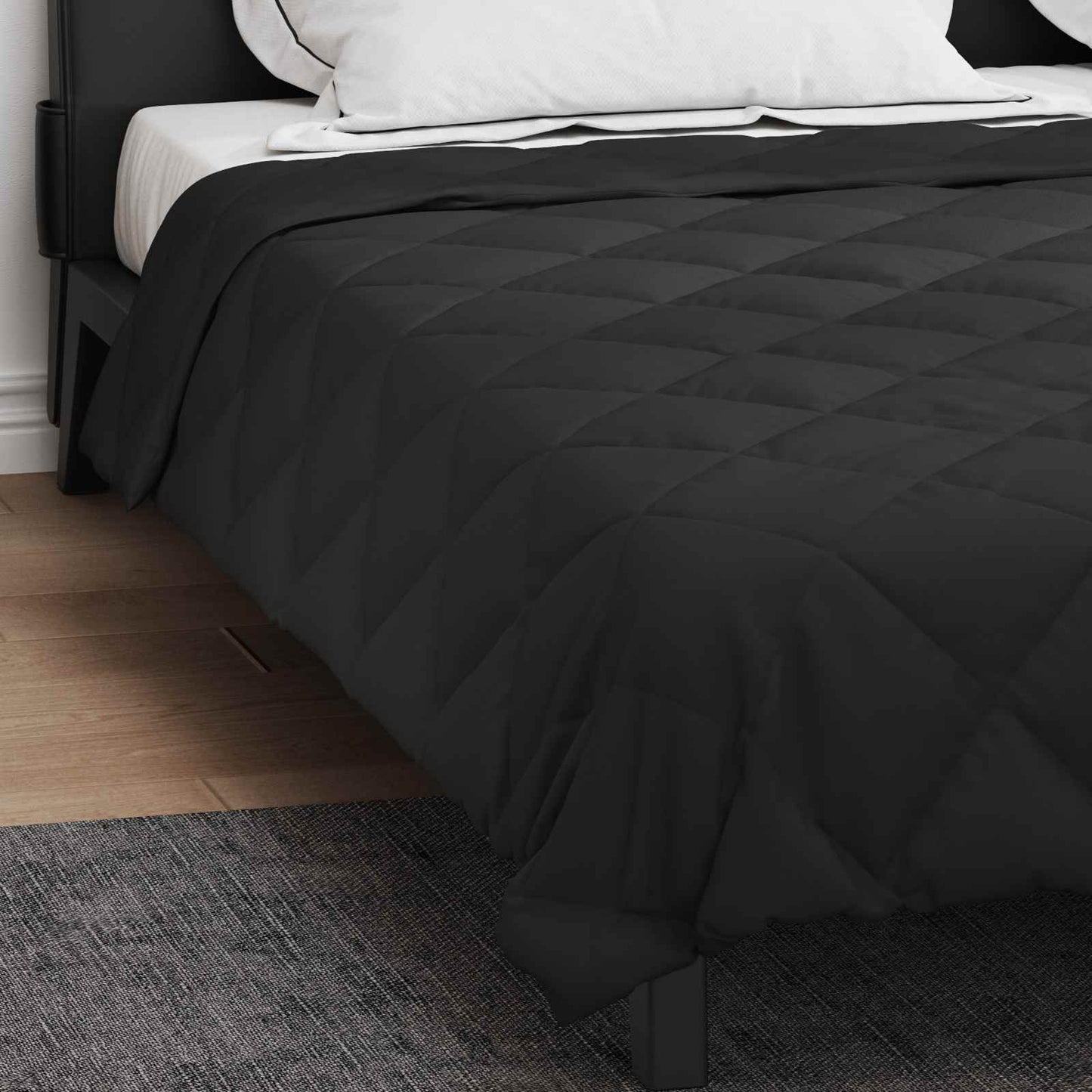 vidaXL Sommerdecke Schwarz 220 x 200 cm Mikrofaser