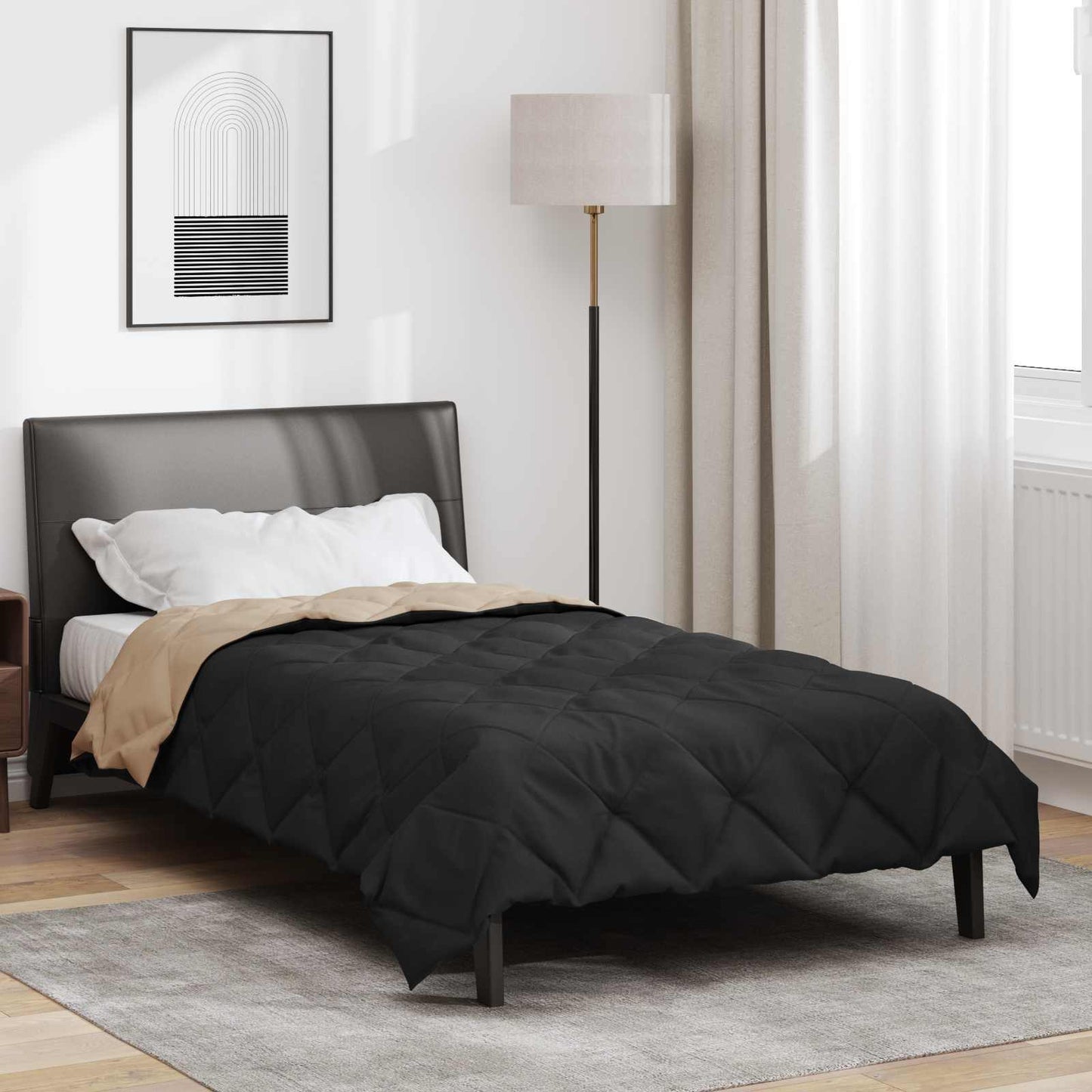vidaXL Sommerdecke Schwarz und Taupe 220 x 155 cm Mikrofaser