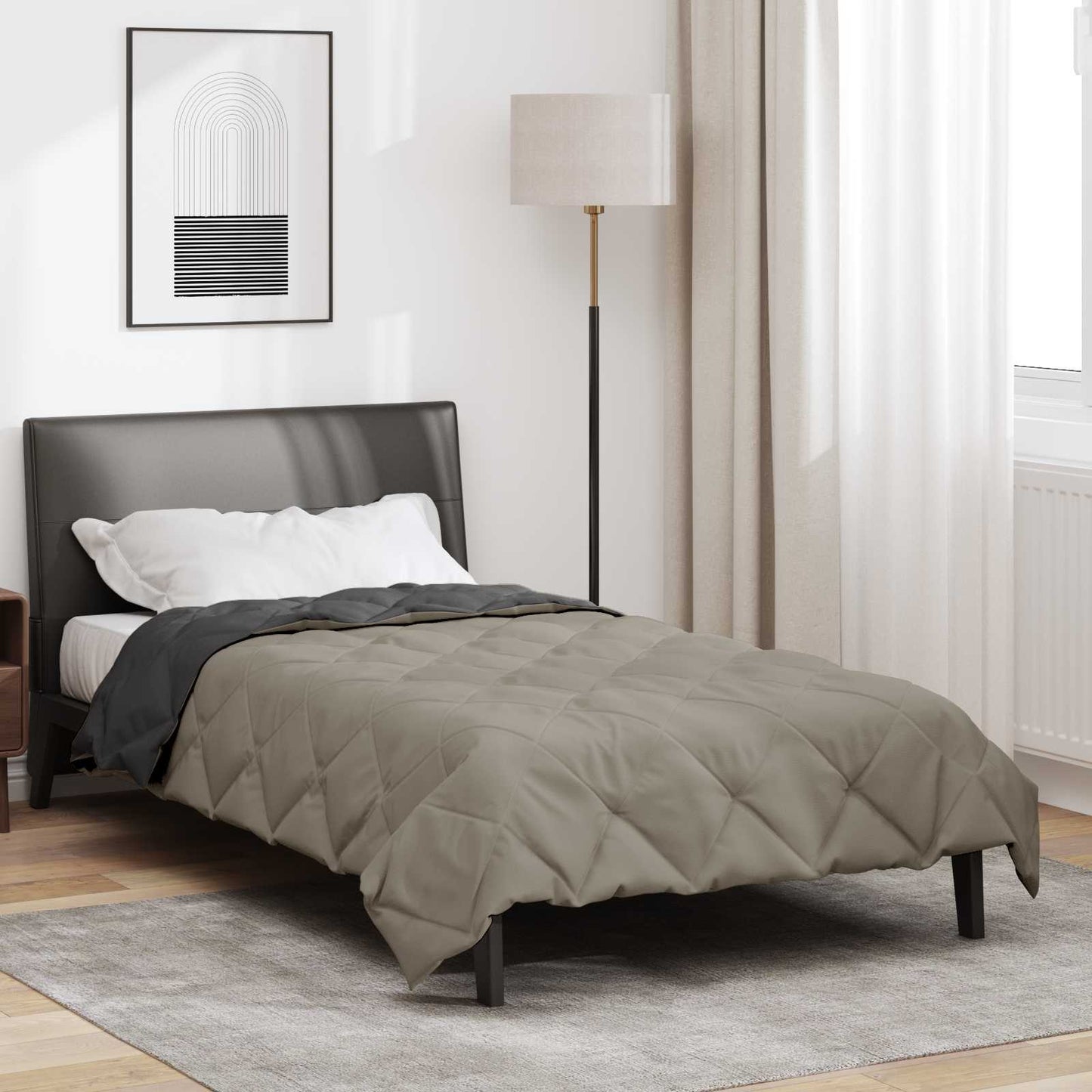 vidaXL Sommerdecke Hellgrau und Anthrazit 200 x 155 cm Mikrofaser