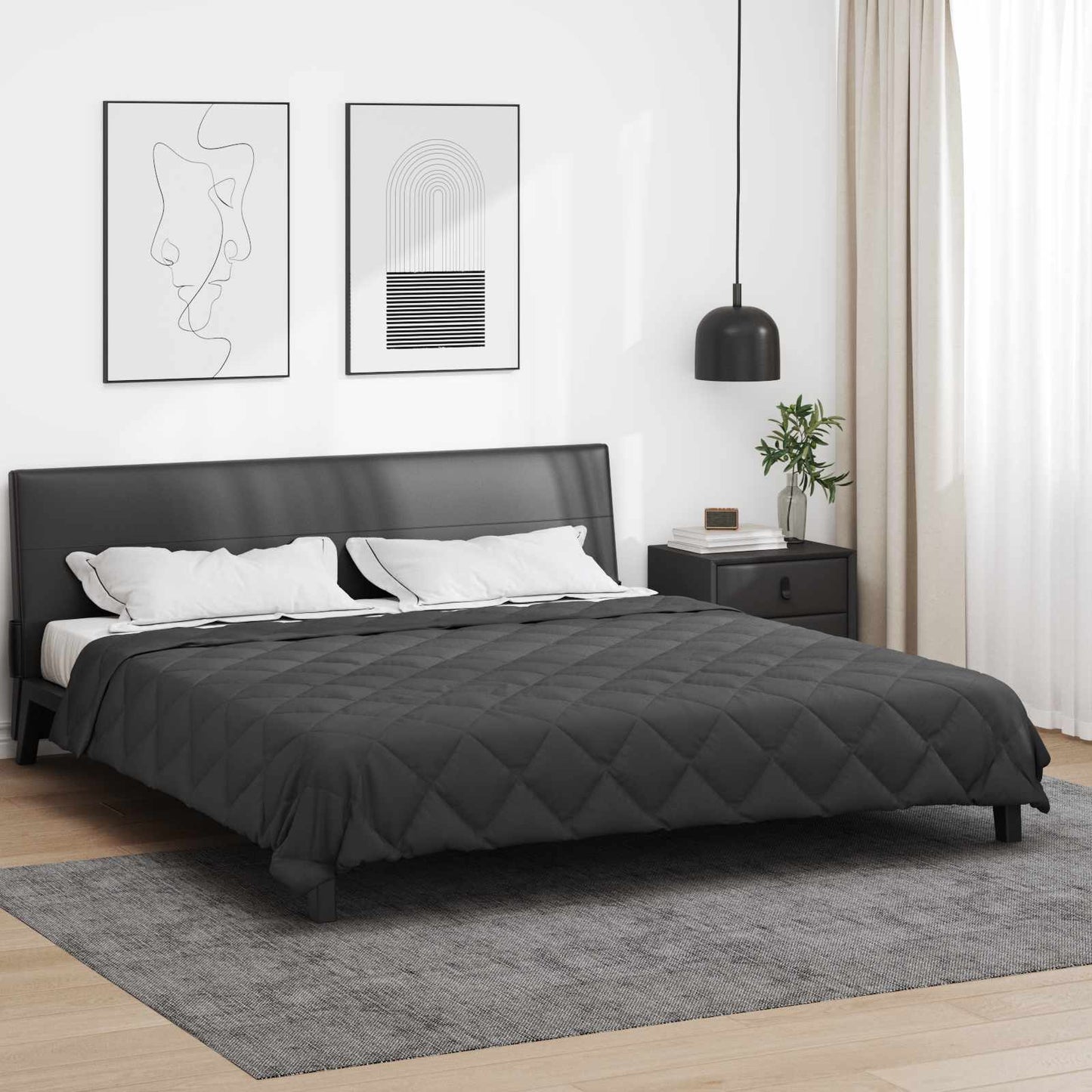 vidaXL Ganzjahresbettdecke Anthrazit 220 x 240 cm Mikrofaser