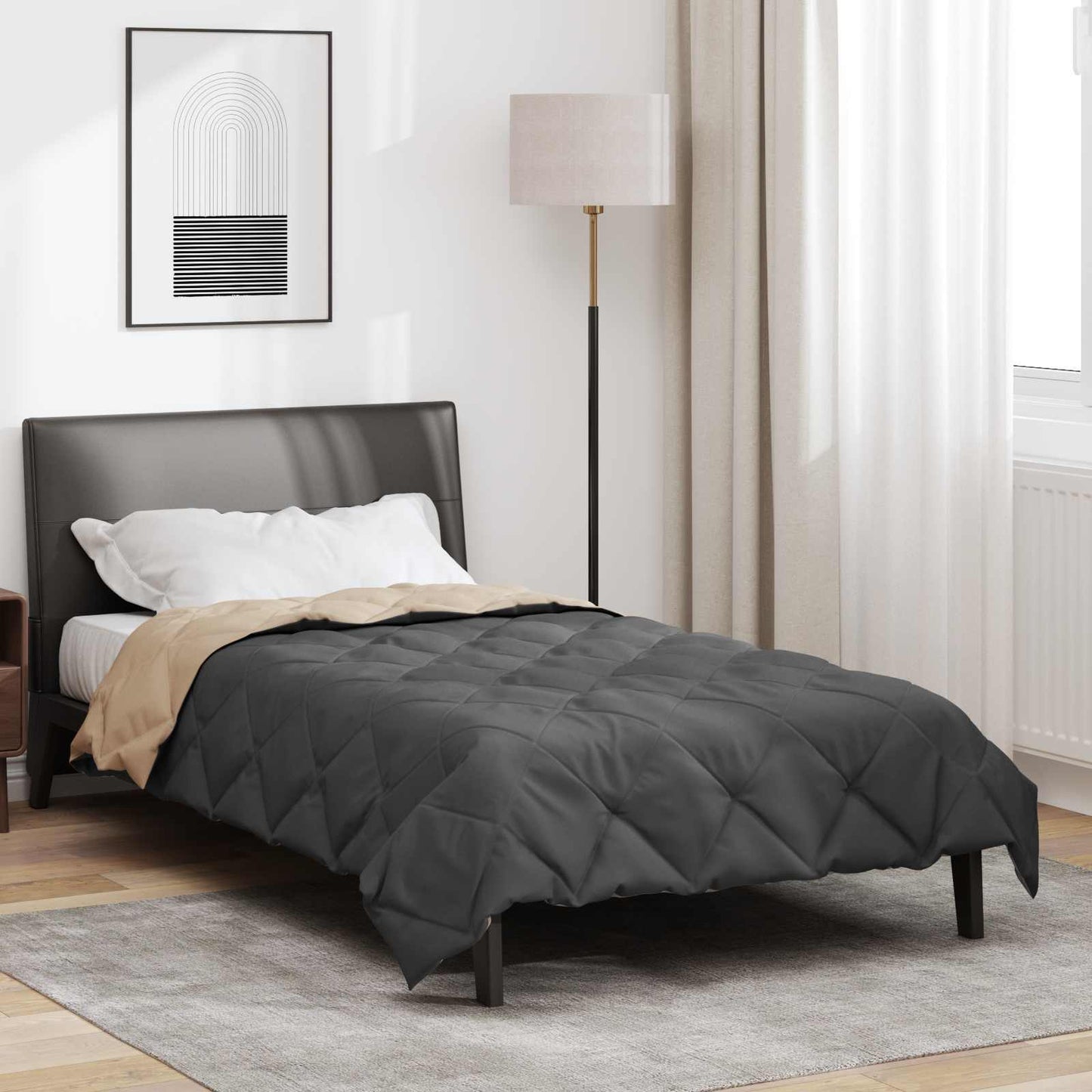 vidaXL Ganzjahresbettdecke Anthrazit und Taupe 200 x 155 cm Mikrofaser