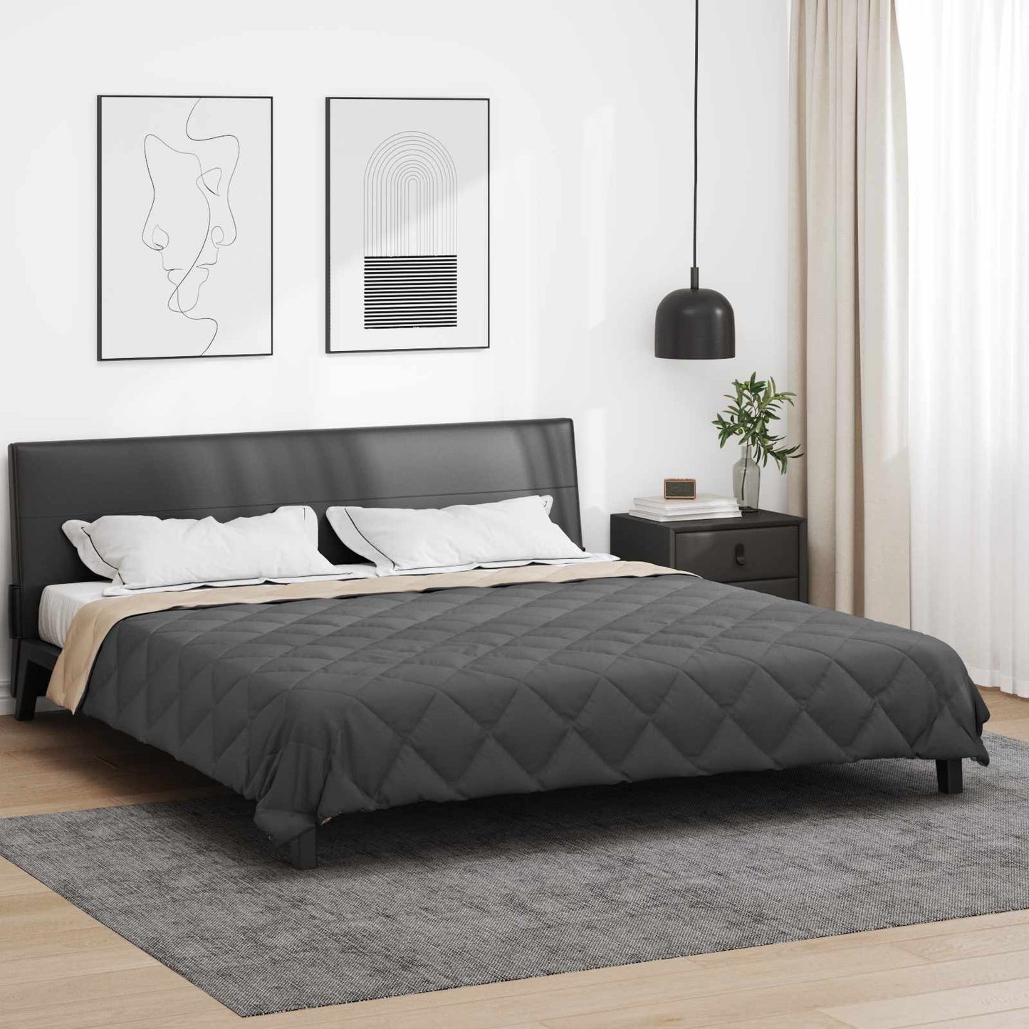 vidaXL Ganzjahresbettdecke Anthrazit und Taupe 200 x 200 cm Mikrofaser