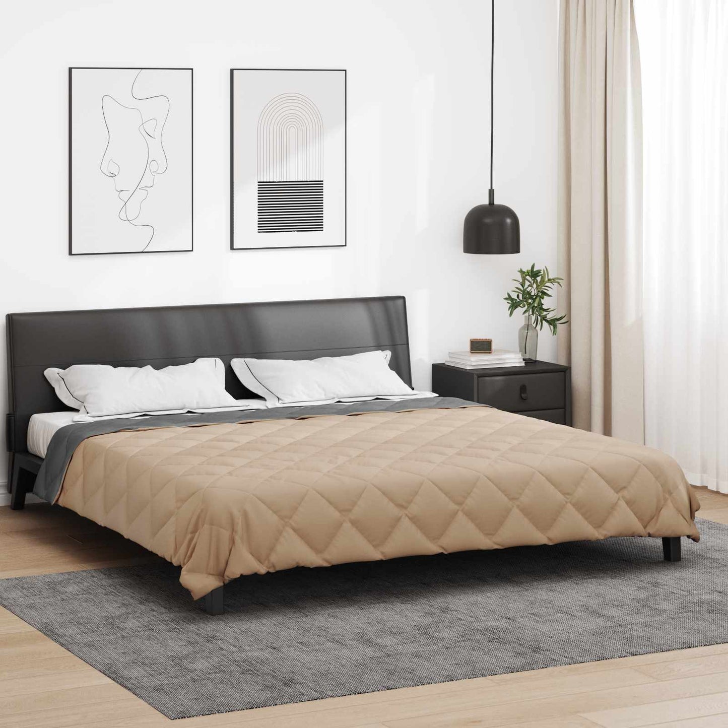 vidaXL Ganzjahresbettdecke Anthrazit und Taupe 220 x 260 cm Mikrofaser