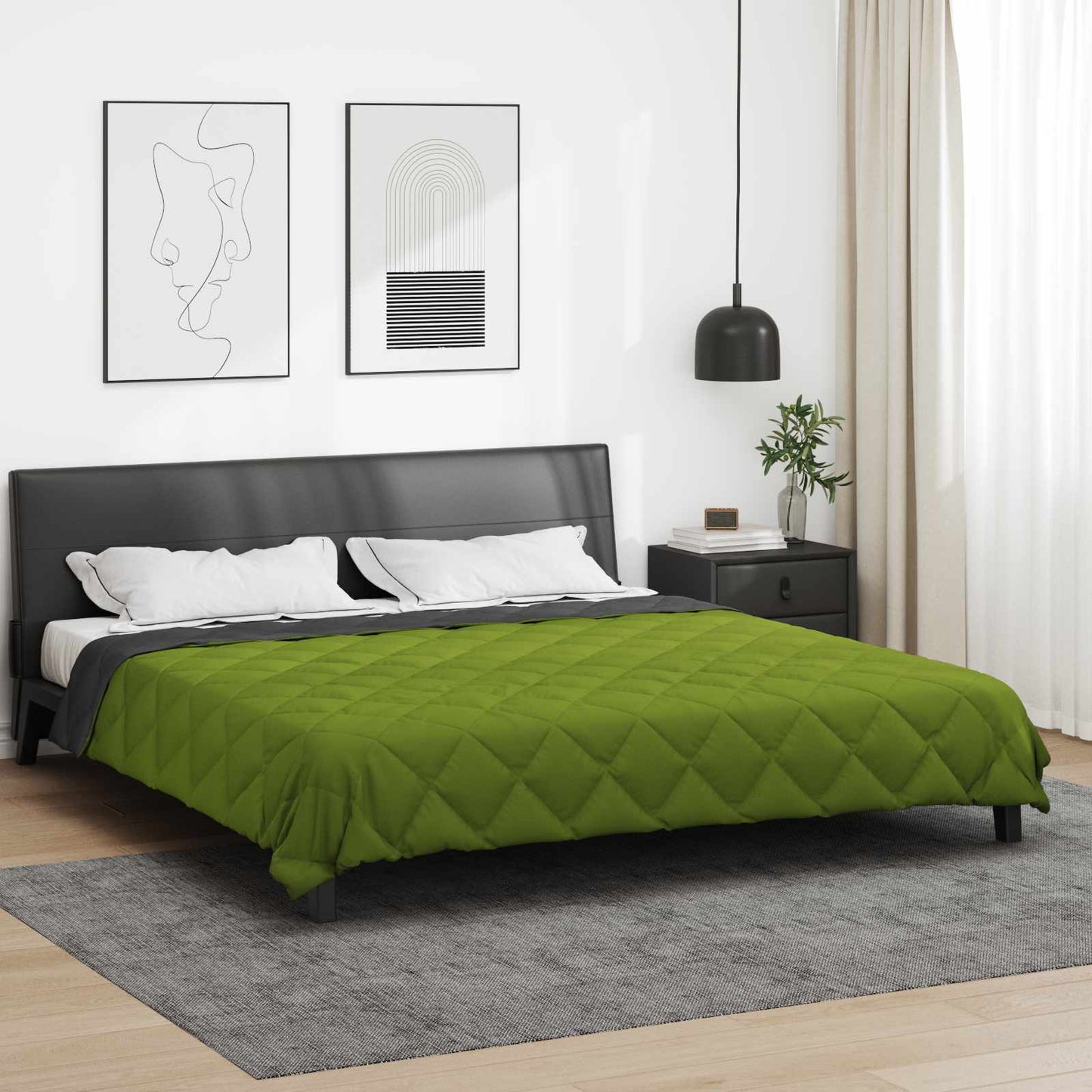 vidaXL Ganzjahresbettdecke Grün und Anthrazit 240 x 260 cm Mikrofaser