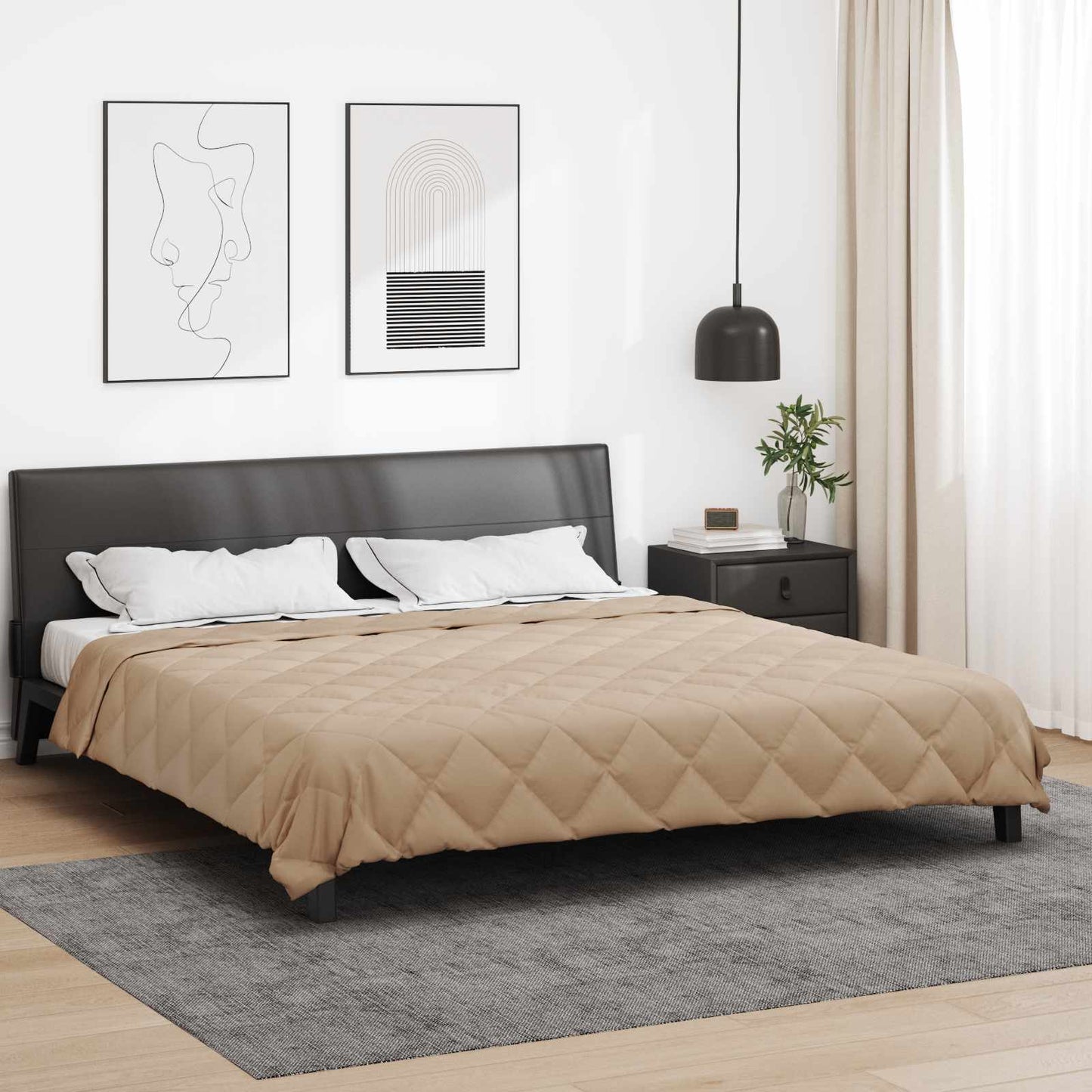 vidaXL Ganzjahresbettdecke Taupe 220 x 200 cm Mikrofaser