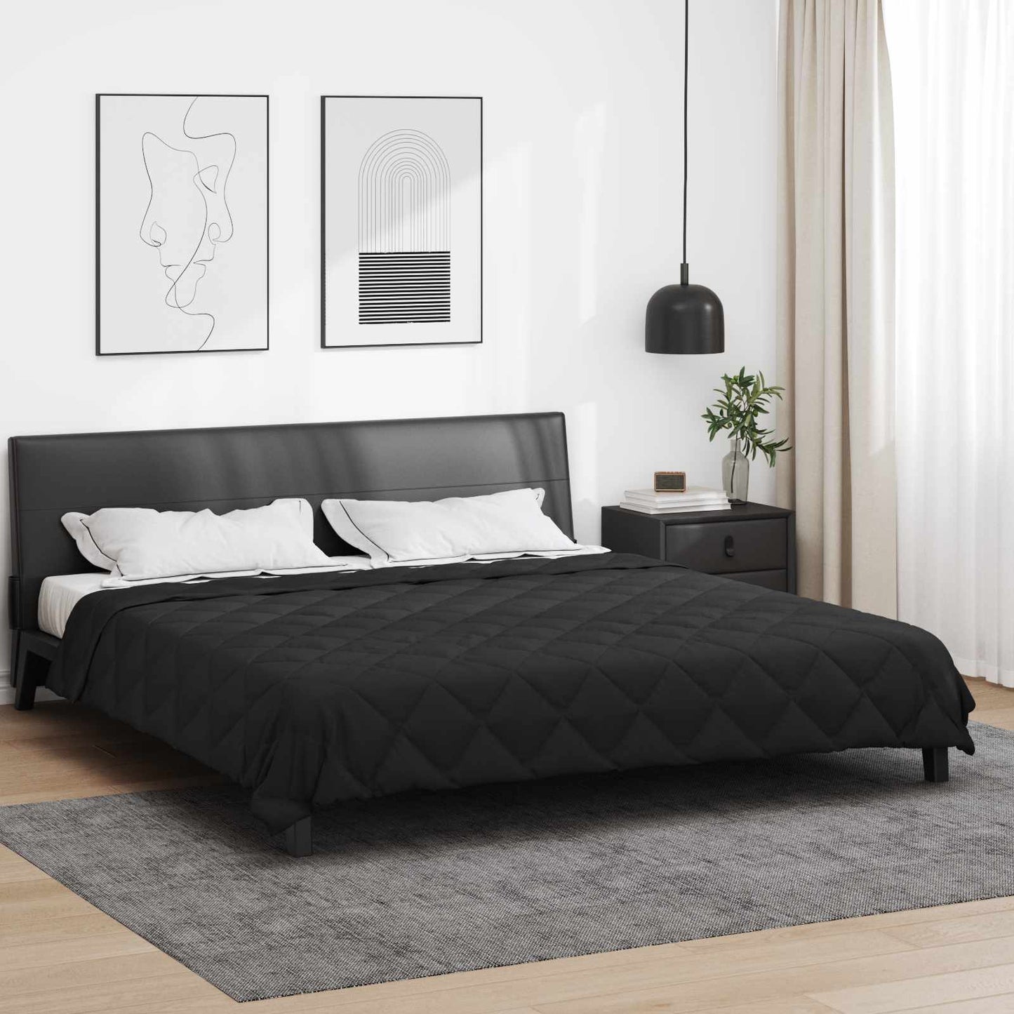 vidaXL Ganzjahresbettdecke Schwarz 240 x 260 cm Mikrofaser
