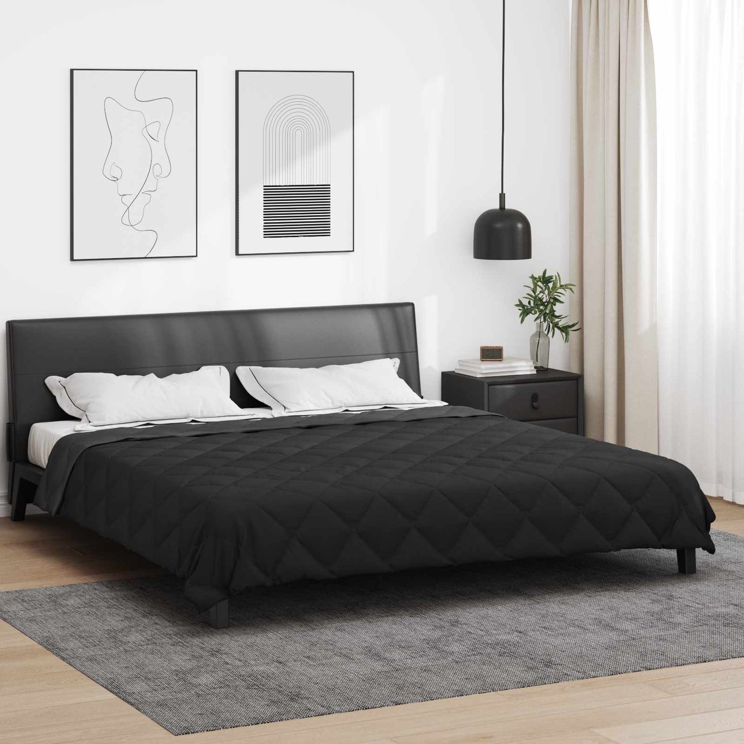 vidaXL Ganzjahresbettdecke Schwarz und Anthrazit 240 x 260 cm
