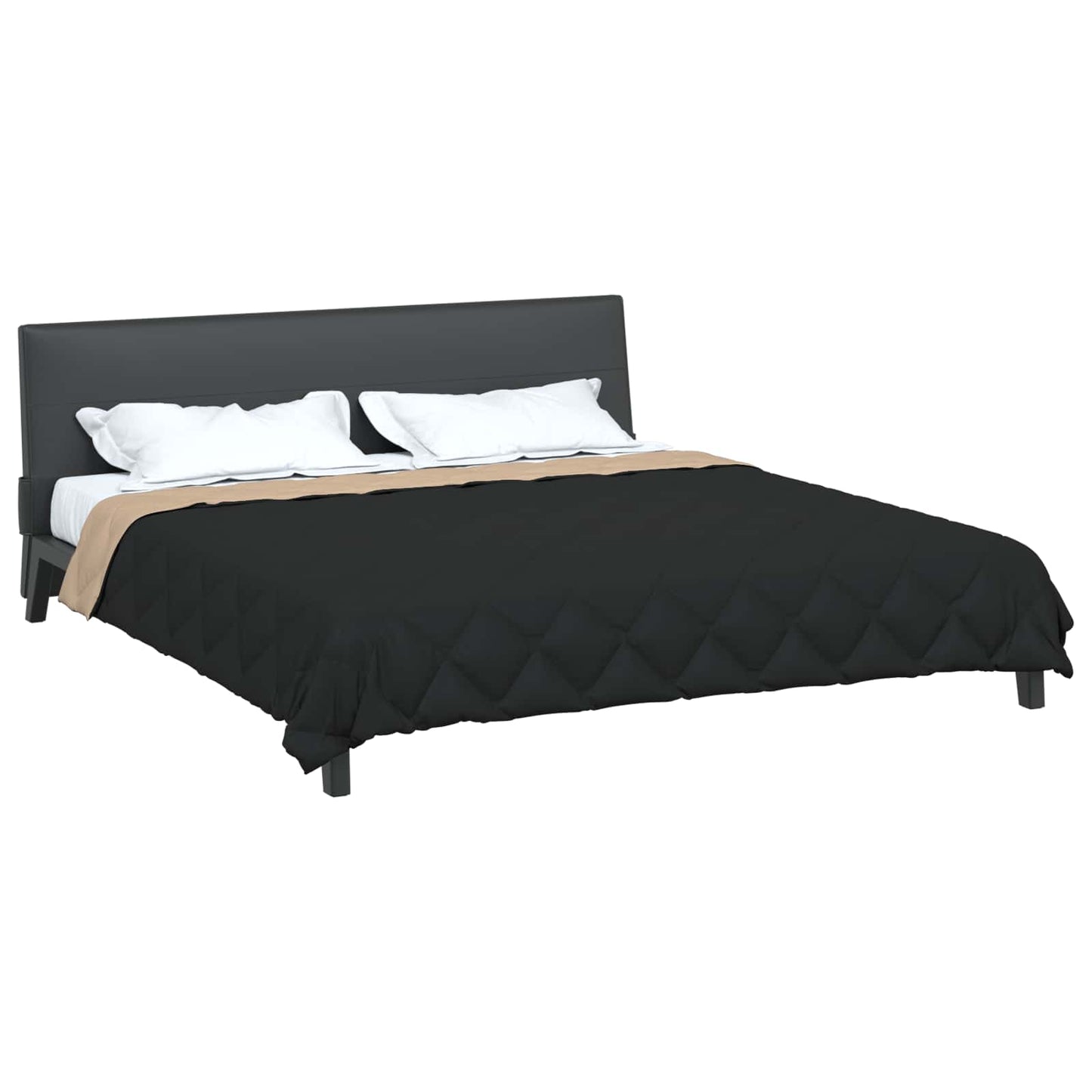 vidaXL Ganzjahresbettdecke Schwarz und Taupe 240 x 260 cm Mikrofaser