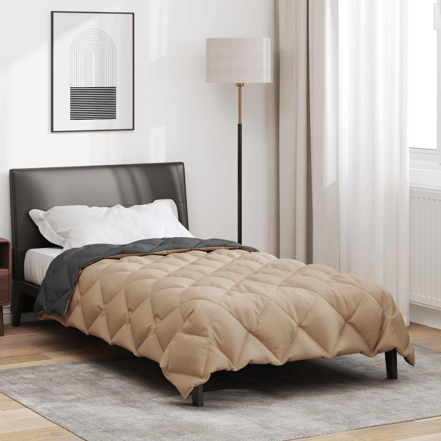 vidaXL Winterbettdecke Anthrazit und Taupe 200 x 135 cm Mikrofaser