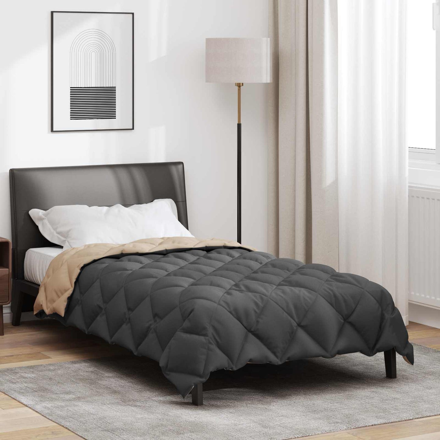 vidaXL Winterbettdecke Anthrazit und Taupe 220 x 140 cm Mikrofaser