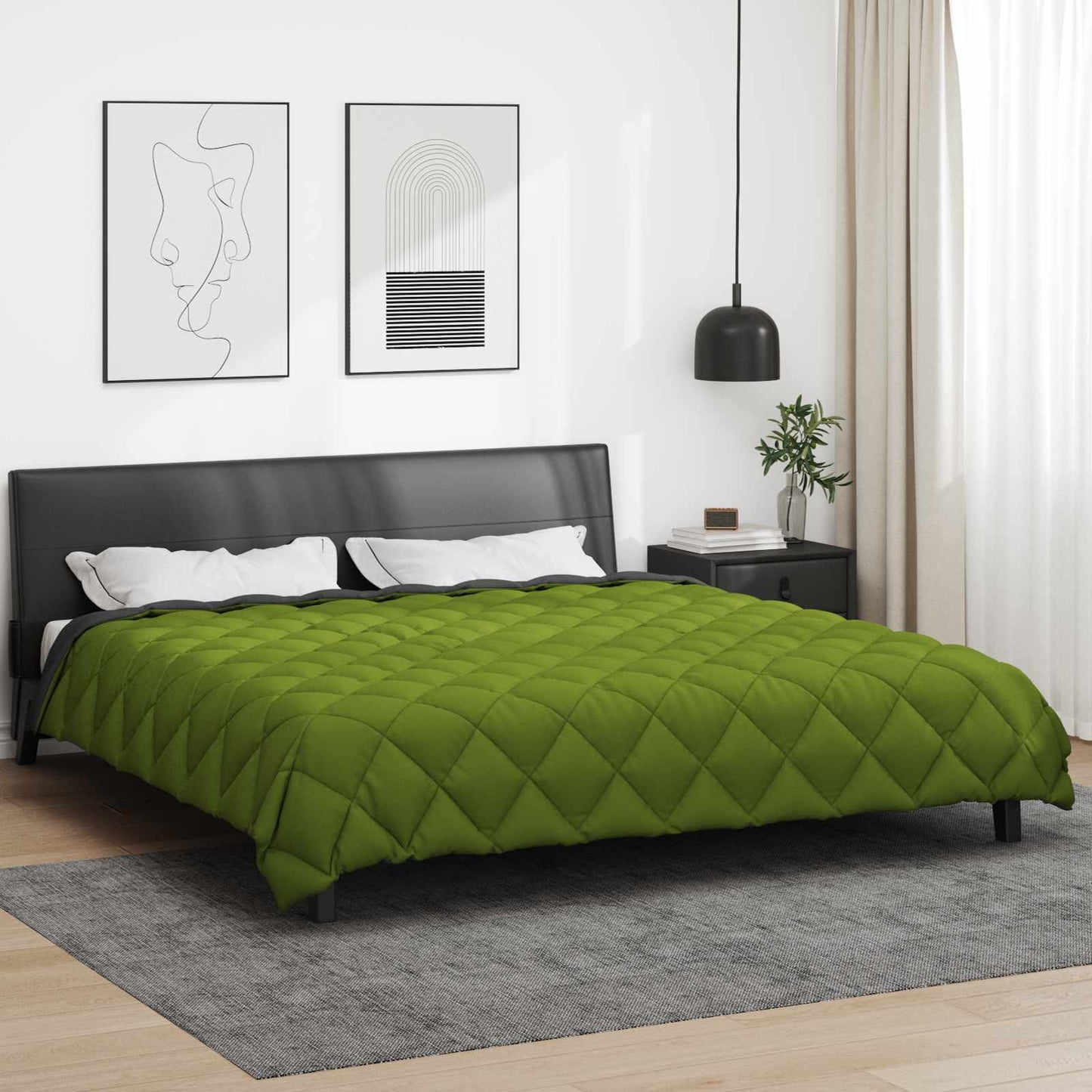 vidaXL Winterbettdecke Grün und Anthrazit 240 x 260 cm Mikrofaser
