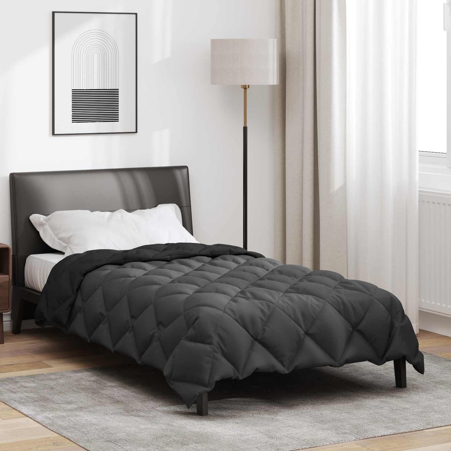 vidaXL Winterbettdecke Schwarz und Anthrazit 200 x 155 cm Mikrofaser